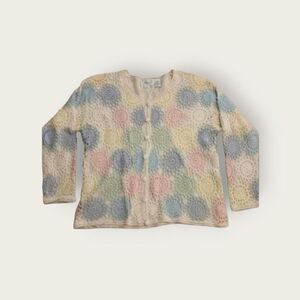 Vintage 90s Shenanigans pastel knit button up cottage grandma cardigan sweater